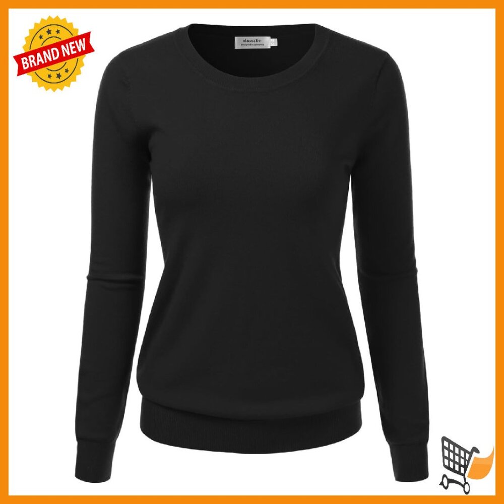 Premium Soft Knit Crewneck Pullover Sweater Slim Fit Long Sleeve